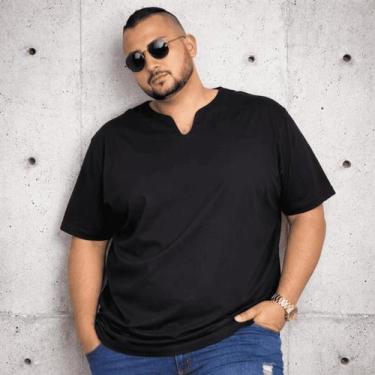 Imagem de Camiseta Masculina Plus Size Gola Bata Padre Algodão Hipoalergênico Ma