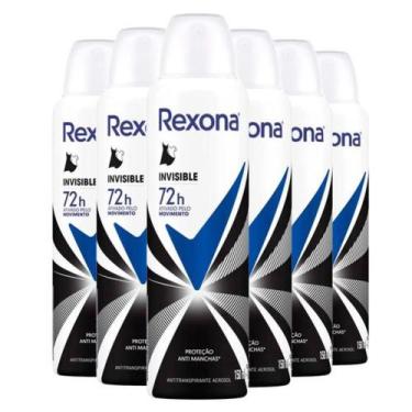 Imagem de Kit de  Desodorante Aerossol  Feminino Invisible  da Rexona 150ml (6 U