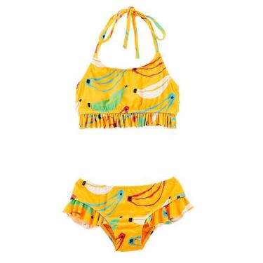 Imagem de Biquíni Infantil Amarelo Top e Calcinha Babados Bananoca Fábula, 2 ano