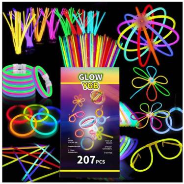 Imagem de Kit Festa com Bastões de Luz GLOW YGB 207 Peças 8" à Prova dÁgua