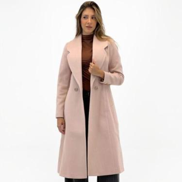 Imagem de Casaco Ditaly Sobretudo Lã Batida Feminino, 40, Rose