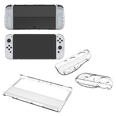Imagem de TwiHill A capa rígida de proteção para PC é adequada para N-Switch OLED, capa de cristal resistente a quedas de bolsa de tambor joy-con, acessórios N-Switch OLED