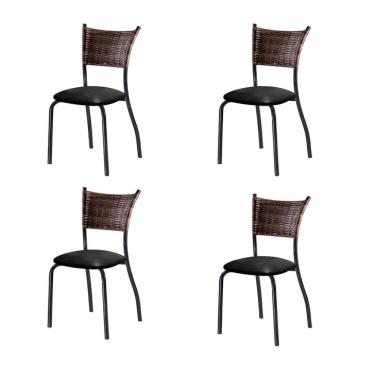 Imagem de Conjunto com 4 Cadeiras Espanha VIII Preto 89 cm