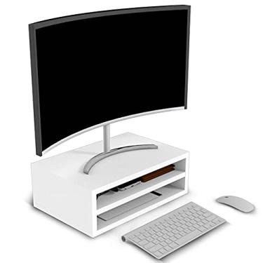 Imagem de Suporte Para Monitor De Mesa Com Duas Divisórias MDP Branco