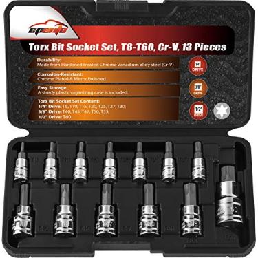 Imagem de EPAuto 13 peças - Conjunto de soquete Torx Bit, T8-T60, Cr-V