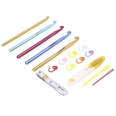 Imagem de Agulhas de crochê, agulhas de tricô DIY, conjunto de material de alumínio de várias cores para lenços para chapéus