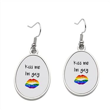 Imagem de Brinco Kiss me I'm gay - Brincos pendurados para meninas - Presente de festa de aniversário dos namorados