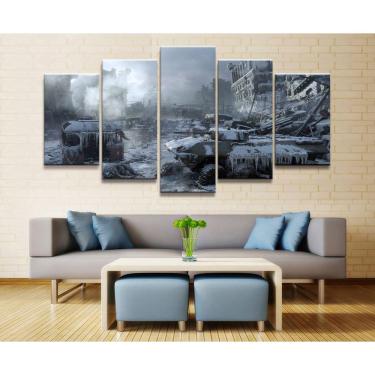 Imagem de Quadro Decorativos Battlefield com 5 peças 130x65 m15