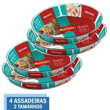 Imagem de Kit 4 Assadeiras Travessa Oval Vidro 2,4L 3,2L Nadir Marinex