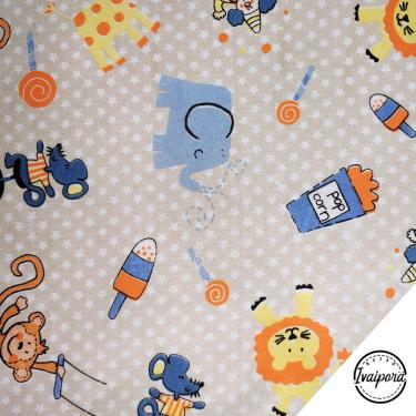Imagem de Tecido Tricoline Estampado Circo - Bege - 50x150cm
