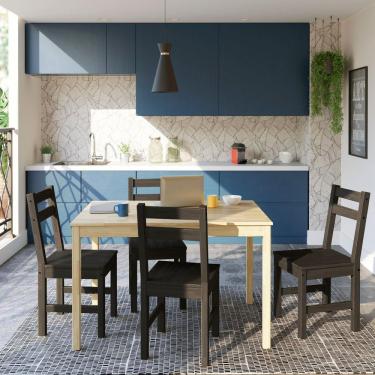 Imagem de Mesa de Madeira Maciça com 4 Cadeiras Mandacaru CabeCasa MadeiraMadeira Bege