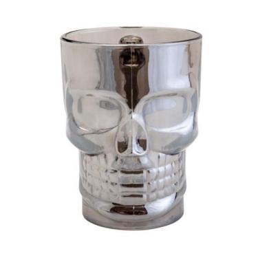 Imagem de Caneca Para Chopp e Cerveja Vidro Caveira Cinza 510ml - Lyor