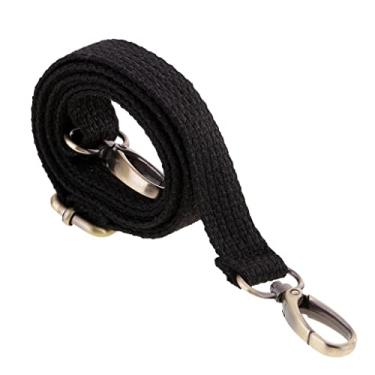 Imagem de LoveinDIY Alça de bolsa ajustável de lona substituição universal com ganchos giratórios de metal, Preto, 120cm