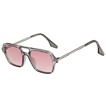 Imagem de Óculos de sol femininos retro pontes duplas moda rosa gradiente óculos tendência oco leopardo azul óculos de sol masculino tons, cinza rosa, como a imagem