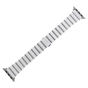 Imagem de MaKTech Pulseira de Cerâmica para Apple Watch,Pulseira de Diamante com Intervalo de uma Peça,para iWatch Series 10/9/Ultra 2/SE/8/7[2024] (46mm/45mm/44/49mm,Branco)