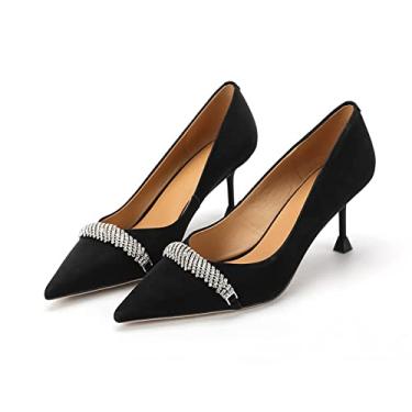 Imagem de Sapatos femininos saltos e sapatos de salto fino fechado para mulheres sandálias casuais salto alto sapatos femininos festa casamento sapatos, preto, 35 EU/4 US