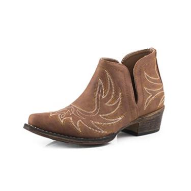 Imagem de ROPER Bota feminina Riley Shorty Snip Toe Casual Salto Baixo 2,5-5 cm - Preta, Bronzeado, 35
