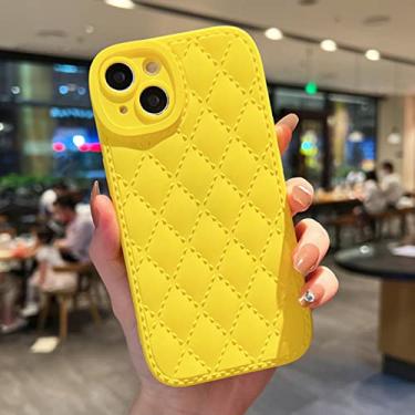 Imagem de Capa de telefone de silicone macio treliça de diamante de luxo para iphone 13 12 11 pro max xr x xs max 7 8 plus se 2022 capa de câmera à prova de choque, amarela, para iphone 8 plus