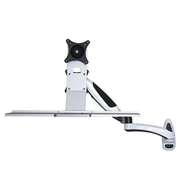 Imagem de Braço do Monitor Monitor único montado na parede Stand 15 "-27" Montagem do monitor com suporte de monitor ajustável na bandeja do teclado, Vesa Monte 75/100mm, mantém até 17,6 libras Suportes para Mo