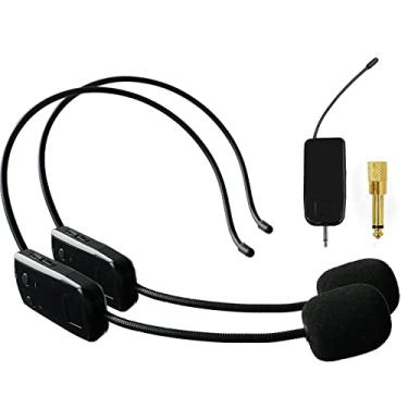 Imagem de Sistema de microfone sem fio para 2 pessoas, 2,4 G Fones de ouvido sem fio duplos Ideal para alto-falantes, amplificador de voz, sistema de PA, professor, guias turísticos, instrutor de fitness