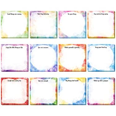 Imagem de 12 peças de notas adesivas inspiradoras em aquarela, palavras inspiradoras, notas motivacionais, blocos de notas coloridos, mini blocos de notas adesivas para lembrete, estudos, escola, escritório, 7,