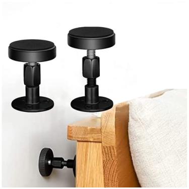 Imagem de 2 peças de estrutura de cama rosqueada ajustável preta ferramenta anti-vibração, rolhas de cabeceira, bloqueadores de cama, cabeceira de cama de parede fixador anti-vibração para evitar afrouxamento, fácil de instalar (2,8-6,3 cm)