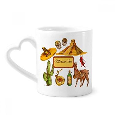 Imagem de Caneca mexicana Sombrero mexicana pirâmide do deserto do México caneca café cerâmica copo de coração de vidro