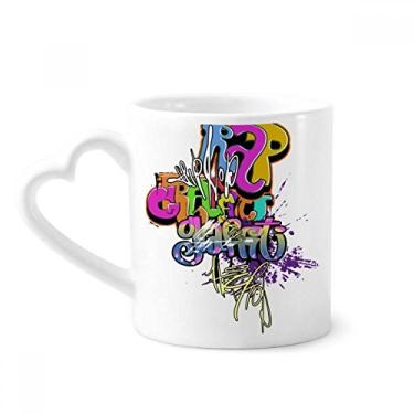 Imagem de Graffiti Street Culture Colorful Rap Words Caneca café cerâmica copo de coração de vidro