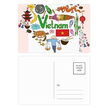 Imagem de Cartão postal de árvore de Natal, bandeira nacional do Vietnã, 20 peças