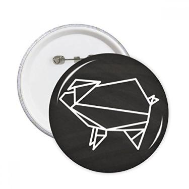 Imagem de Emblema abstrato origami porco geométrico pinos redondos crachá botão decoração acessório 5 peças