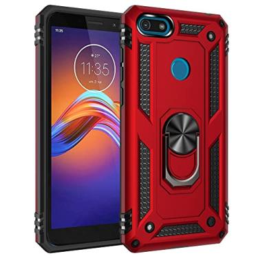 Imagem de Caso de capa de telefone de proteção Para Motorola Moto E6 Play Case Celular com caixa de suporte magnético, proteção à prova de choque pesada para Motorola Moto E6 Play (Color : Rojo)