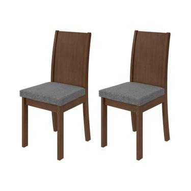 Imagem de Conjunto com 2 Cadeiras Athenas Linho Cinza e Imbuia Clean