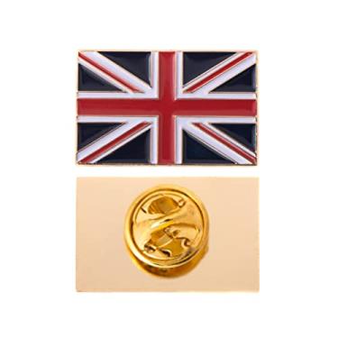 Imagem de Broche de lapela da bandeira do Reino Unido esmalte Reino Unido país feito de metal chapéu de lembrança masculino feminino patriótico Grã-Bretanha (broche retangular), Metal