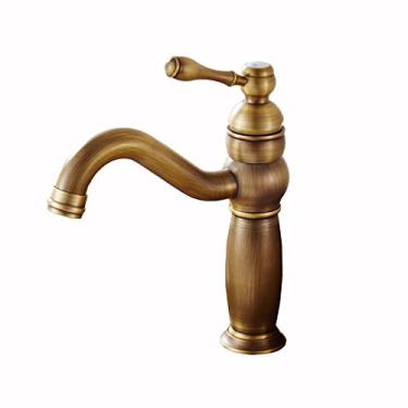 Imagem de LIDON Torneiras de banheiro Torneira de 360° para pia de banheiro Girar Torneira de pia de banheiro Torneira de furo único para pia de banheiro quente e fria, antiga A (cor: antigo b)