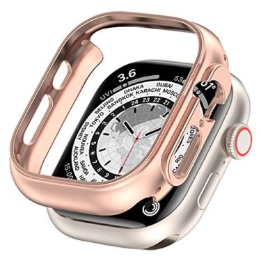 Imagem de MAALYA Capa para Apple Watch Ultra 49mm Capa protetora de PC rígido Moldura oca Para-choque iwatch Series Ultra49mm Acessórios de capa protetora (Cor: Ouro rosa, Tamanho: Ultra 49mm)