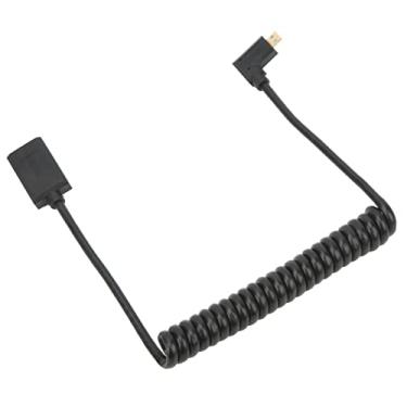 Imagem de Cabo Em Espiral Micro HD Multimídia, 8K60Hz OD4.0 1,2m Interface Multimídia Cabo de Mola Fêmea para Computador Tablet (90 Graus Inclinado para a Direita)