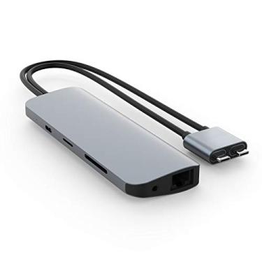 Imagem de Estação de ancoragem para MacBook Pro, HyperDrive 10 em 2 USB C, monitor duplo HDMI 4 K a 60 Hz, 60 W USBC, Gigabit Ethernet, adaptador USB-C duplo para M1 MacBook Pro Air, Chromebook, cinza