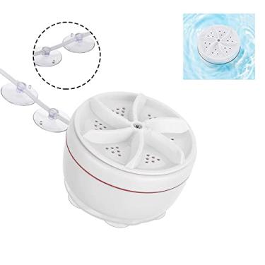 Imagem de ABMIDIA Mini Lavadora Portátil USB Lavadoura Rotativo no Balde, Branco e Prata, Alta eficiência em água e energia, Carga frontal, para Roupas pequenas e finas