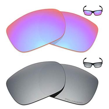 Imagem de Mryok+ 2 pares de lentes polarizadas de substituição para óculos de sol Oakley Two Face – Rosa cobalto/titânio prateado