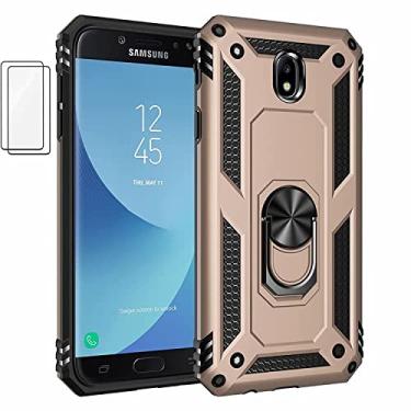 Imagem de Capa para Samsung Galaxy J7 Pro Capinha com protetor de tela de vidro temperado [2 Pack], Case para telefone de proteção militar com suporte para Samsung Galaxy J7 Pro (Ouro)