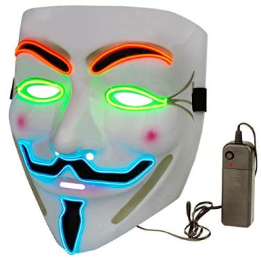 Imagem de Diximus Halloween Masks LED – V for Vendetta Anonymous Guy Light Up Hacker Mask White (LED V-Mask)