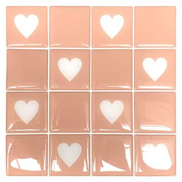 Imagem de Pastilha Adesiva Resinada Coração Rose Kit 4 Placas Adesivo 3 M