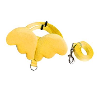 Imagem de POPETPOP coleira de dragão barbudo coleira asa de anjo alça para transporte de gatos para hamster coleira de gatinho pequeno animal de estimação – Tamanho G (amarelo)
