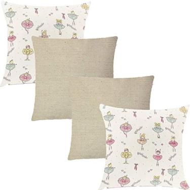Imagem de Kit 4 Capas de Almofadas Composê Bailarina e Linha 45cmx45cm