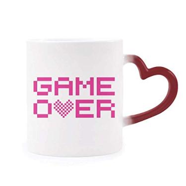 Imagem de Caneca rosa Game Over Pixel sensível ao calor Caneca vermelha que muda de cor