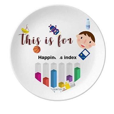 Imagem de National Differences Happiness Index Prato de Porcelana Jantar Redondo Prato Masculino