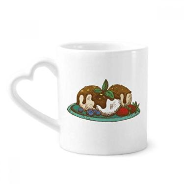 Imagem de Caneca com bola de sorvete de chocolate e morango, copo de coração de vidro