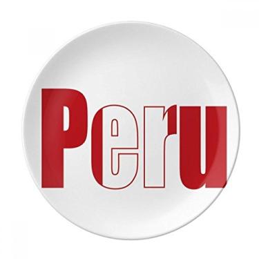 Imagem de Prato de nome da bandeira do Peru de porcelana decorativa Salver louças de jantar