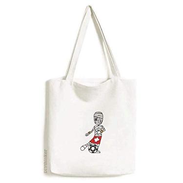 Imagem de Bolsa de lona com desenho de jogador de futebol, bolsa de compras casual