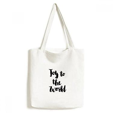 Imagem de Joy To The World Bolsa de lona estilo citação sacola de compras casual bolsa de mão